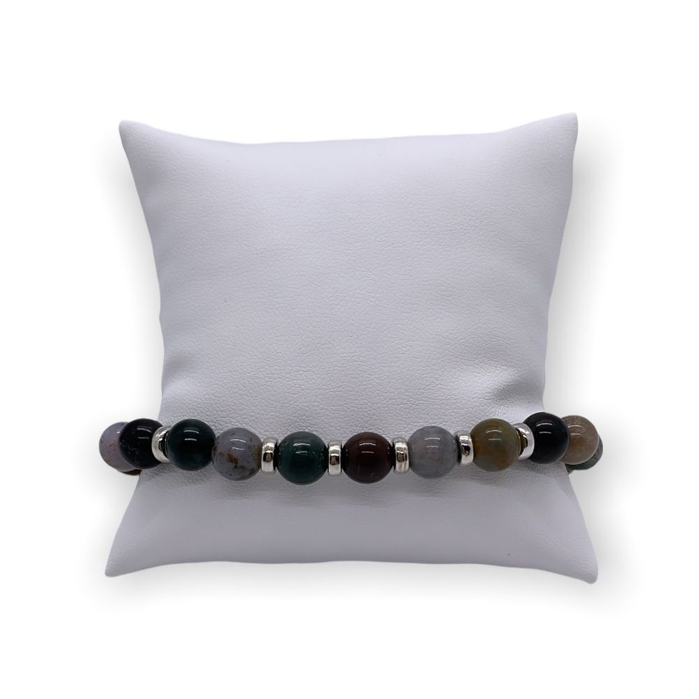 NWT Wool + Pepper Co. Deep Earth & Silver Beaded Bracelet